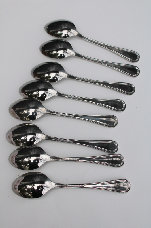 photo of vintage Towle beaded edge stainless flatware, antique pattern teaspoons & cake server #3