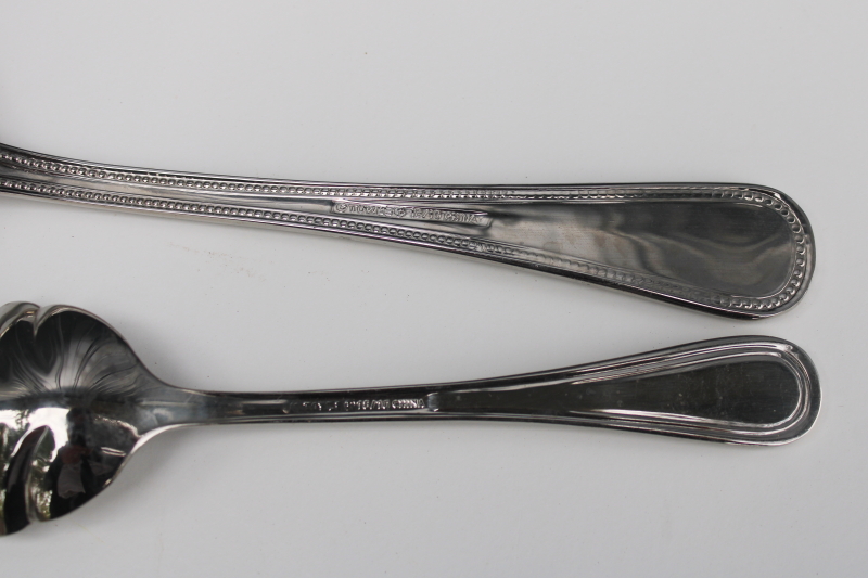 photo of vintage Towle beaded edge stainless flatware, antique pattern teaspoons & cake server #5