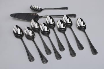 catalog photo of vintage Towle beaded edge stainless flatware, antique pattern teaspoons & cake server