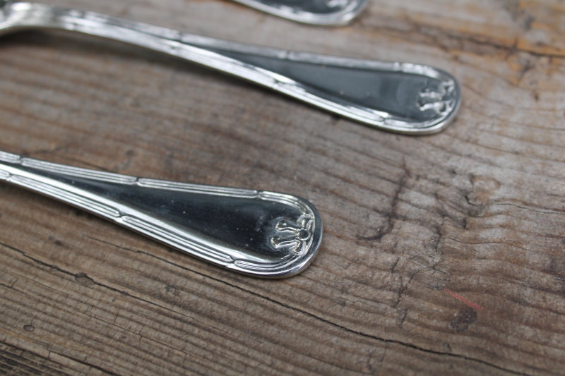 photo of vintage Towle stainless set of 6 tea spoons w/ bow pattern handles, TWS556 glossy 18 10 flatware  #2