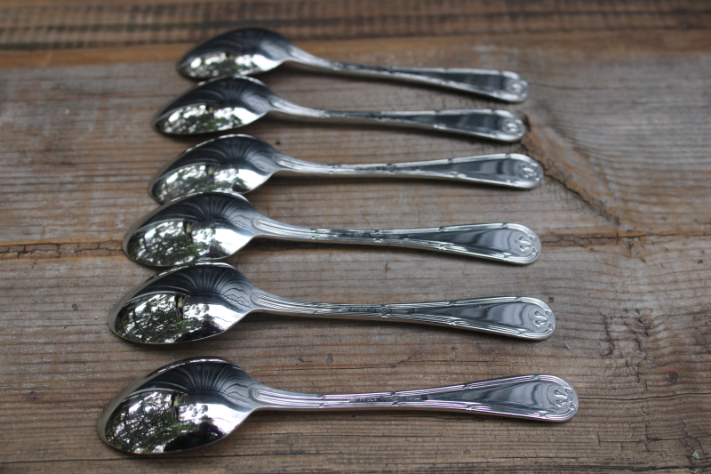 photo of vintage Towle stainless set of 6 tea spoons w/ bow pattern handles, TWS556 glossy 18 10 flatware  #3