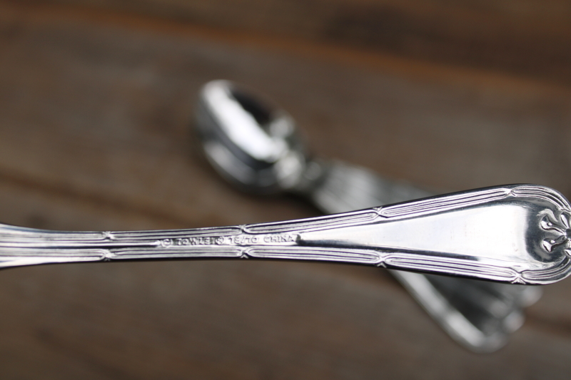 photo of vintage Towle stainless set of 6 tea spoons w/ bow pattern handles, TWS556 glossy 18 10 flatware  #5