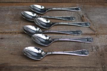 catalog photo of vintage Towle stainless set of 6 tea spoons w/ bow pattern handles, TWS556 glossy 18 10 flatware 