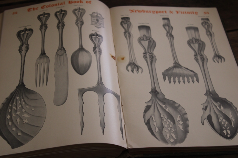 photo of vintage Towle sterling silver flatware catalog book, frameable prints of 1910 silverware patterns at full size #7