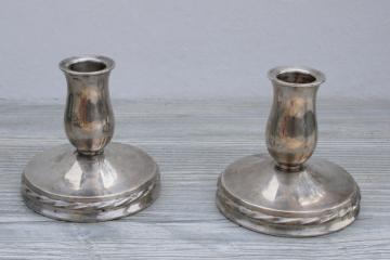 catalog photo of vintage Towle sterling silver flutes twist detail low candlesticks, weighted candle holders pair