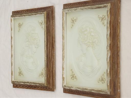 photo of vintage Turner shadowbox cameos, young ladies  framed in antique gold #5