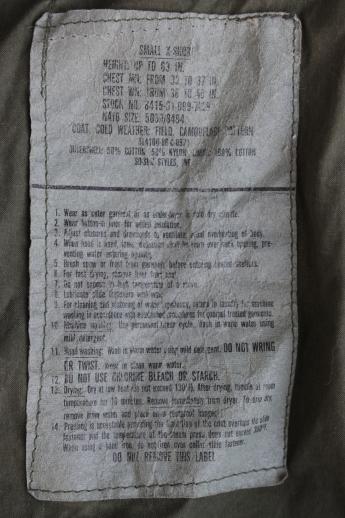 photo of vintage US Army camouflage cotton jacket, unisex camo field coat w/ zip in hood collar #9