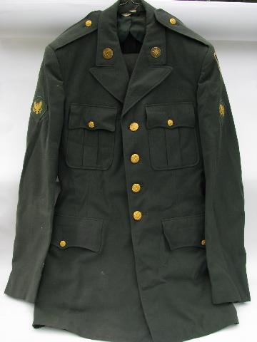 photo of vintage US Army green uniform jacket/coat & pants etc. size 36XL #1