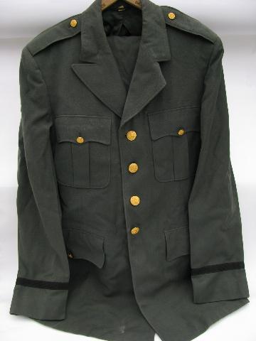 photo of vintage US Army green uniform jacket/tunic & pants - size 40 XL #1