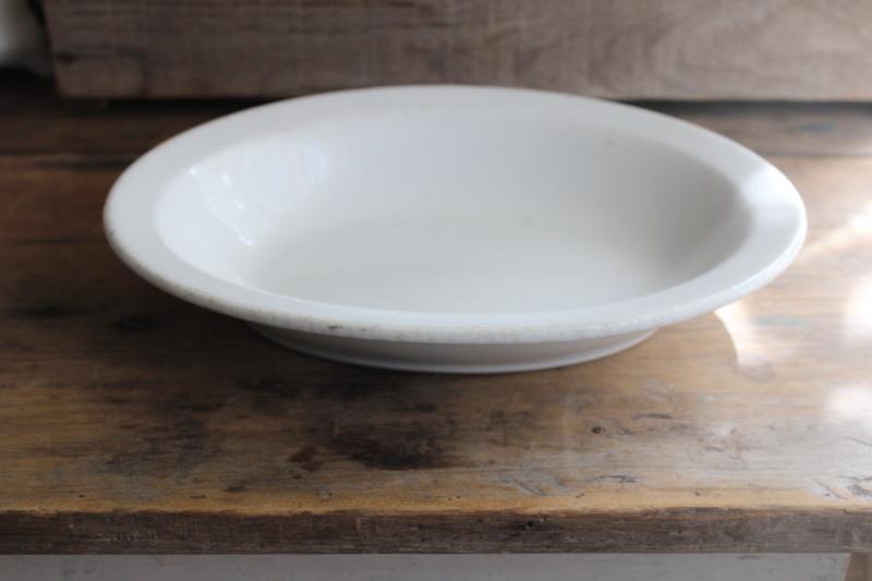 photo of vintage US Army white ironstone china bowl, oval serving dish USQMC mark #3