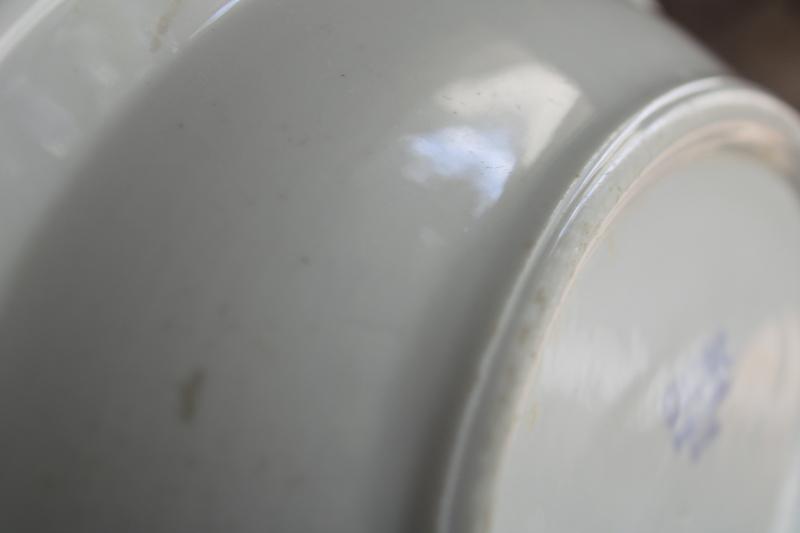 photo of vintage US Army white ironstone china bowl, oval serving dish USQMC mark #8