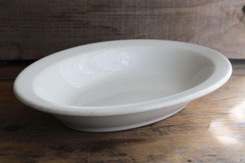 photo of vintage US Army white ironstone china bowl, oval serving dish USQMC mark #9