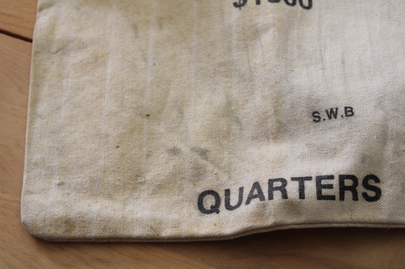 photo of vintage US Mint cotton bag, 1000 dollars worth of quarters, tote for coin collectors stash sack #3