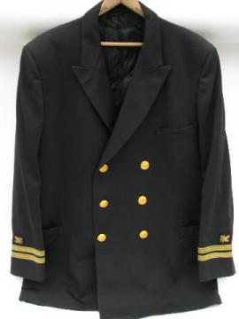 catalog photo of vintage US Navy Supply Corps officer's jacket w/bullion oak leaf patches & braid