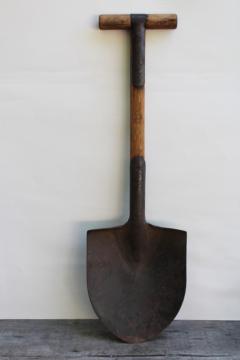 vintage US military trenching shovel WWI vintage M-1910 style T-handle tiny shovel entrenching tool 