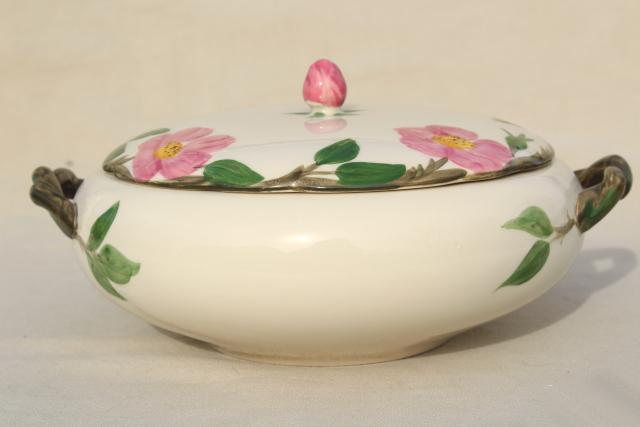 photo of vintage USA Franciscan pottery Desert Rose covered dish round casserole #1