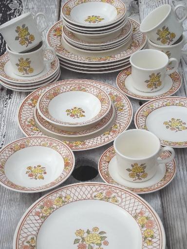 photo of vintage USA Royal China Americana Tiffany pottery dinnerware set for 6 #1