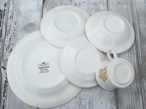 photo of vintage USA Royal China Americana Tiffany pottery dinnerware set for 6 #4