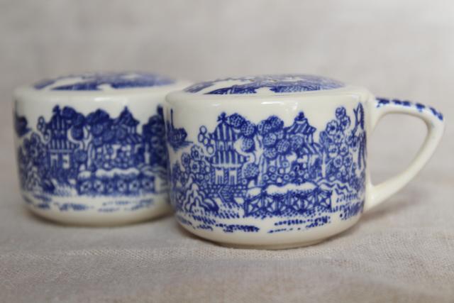 photo of vintage USA Royal china blue willow salt and pepper shakers, S&P set #2