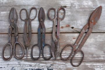 catalog photo of vintage USA made forged steel metal shears & tin snips, industrial metalworking tools