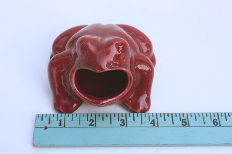 photo of vintage USA pottery, Zuma style ceramic frog w/ open mouth, planter or trinket dish  #5