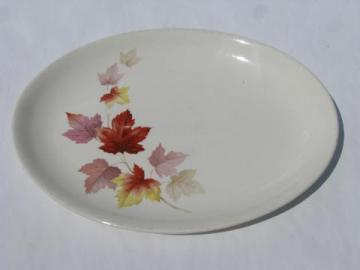 catalog photo of vintage USA pottery, autumn leaves pattern china platter, 1940s