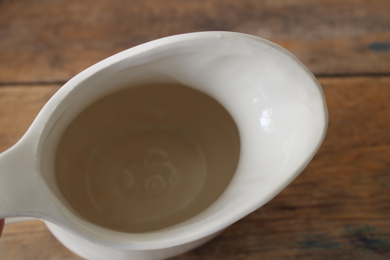 photo of vintage USA pottery, creamy white ceramic pitcher simple classic farmhouse style  #2
