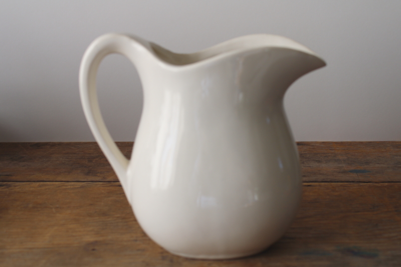 photo of vintage USA pottery, creamy white ceramic pitcher simple classic farmhouse style  #4