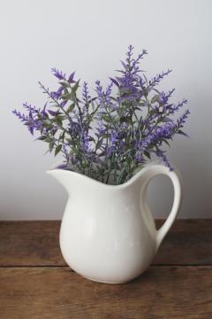 catalog photo of vintage USA pottery, creamy white ceramic pitcher simple classic farmhouse style 