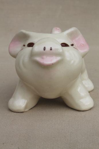 photo of vintage USA pottery planter, hand-painted pig retro novelty animal flower pot #2