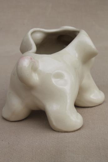 photo of vintage USA pottery planter, hand-painted pig retro novelty animal flower pot #4