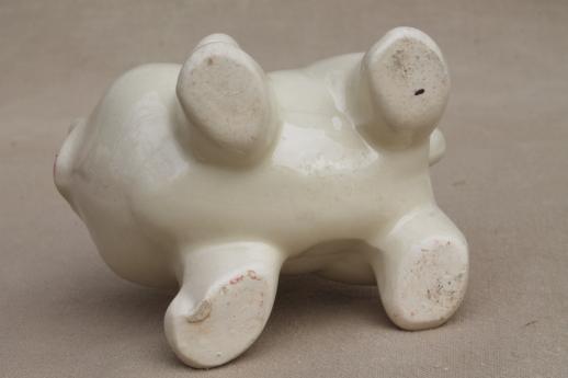 photo of vintage USA pottery planter, hand-painted pig retro novelty animal flower pot #6