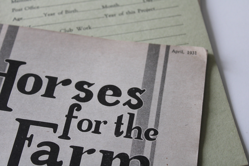 photo of vintage USDA booklets 1930s Horses on the Farm, How to Select a Sound Horse, 4H papers #2