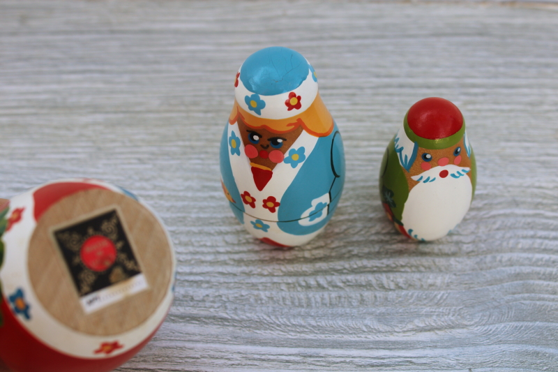 photo of vintage USSR matryoshka nesting dolls Father Christmas Santa hand painted wood folk art #2