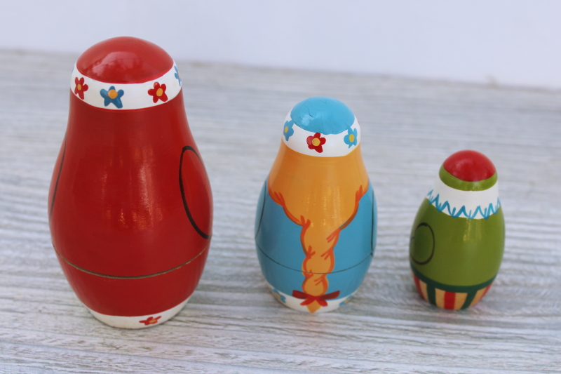 photo of vintage USSR matryoshka nesting dolls Father Christmas Santa hand painted wood folk art #3