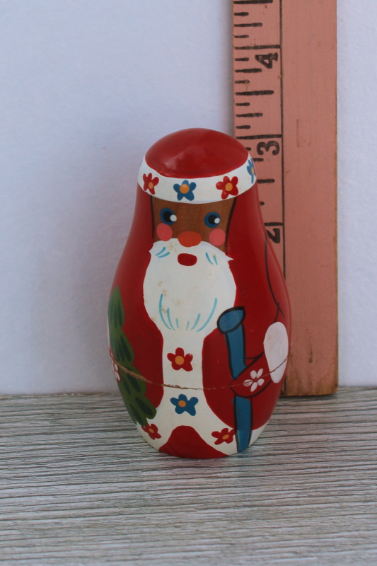 photo of vintage USSR matryoshka nesting dolls Father Christmas Santa hand painted wood folk art #5