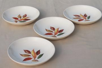 catalog photo of vintage Universal pottery china, autumn leaf falling leaves pattern bowls for soup or cereal