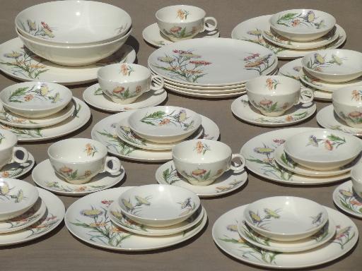 photo of vintage Universal pottery dishes, autumn asters floral Ballerina china for 8 #1