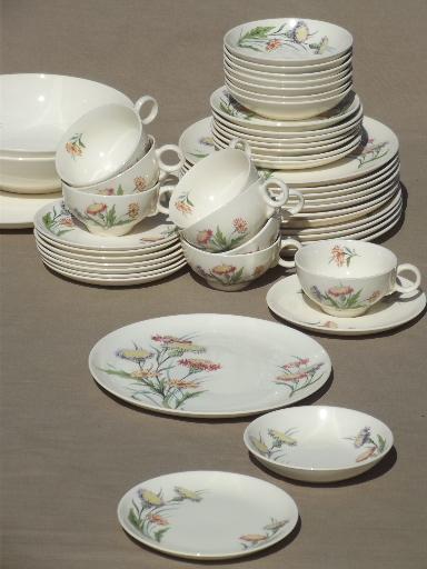 photo of vintage Universal pottery dishes, autumn asters floral Ballerina china for 8 #2