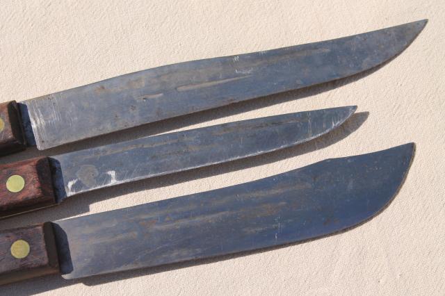 photo of vintage Utica Forge knife set, old high carbon steel knives, carving & butcher knives #2