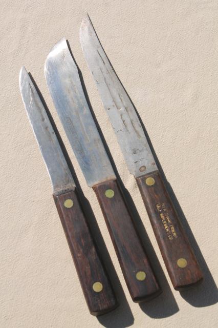 photo of vintage Utica Forge knife set, old high carbon steel knives, carving & butcher knives #4