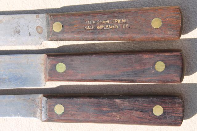 photo of vintage Utica Forge knife set, old high carbon steel knives, carving & butcher knives #5