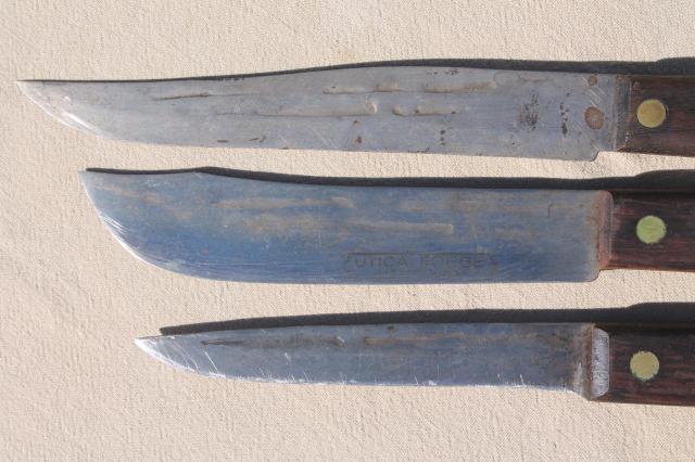 photo of vintage Utica Forge knife set, old high carbon steel knives, carving & butcher knives #6
