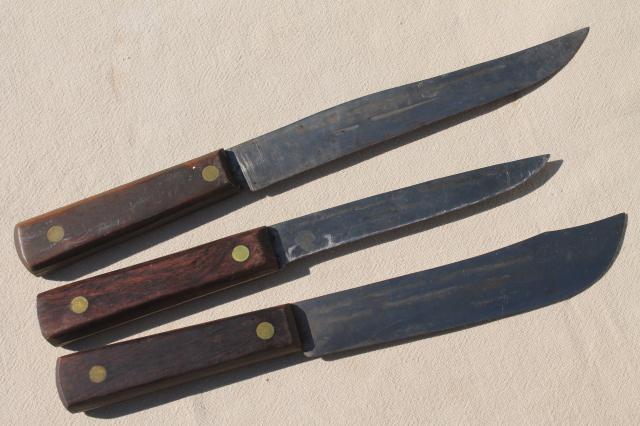 photo of vintage Utica Forge knife set, old high carbon steel knives, carving & butcher knives #11
