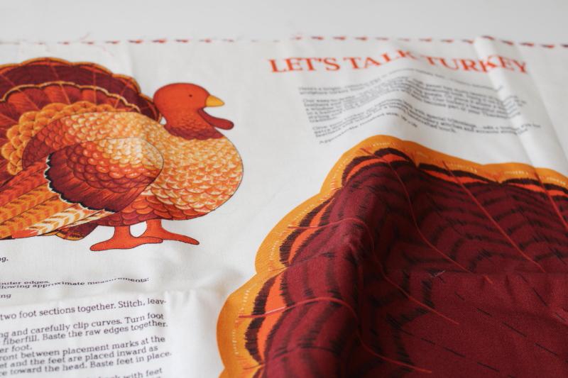 photo of vintage VIP Cranston print cotton cut & sew panel, Thanksgiving turkey #1