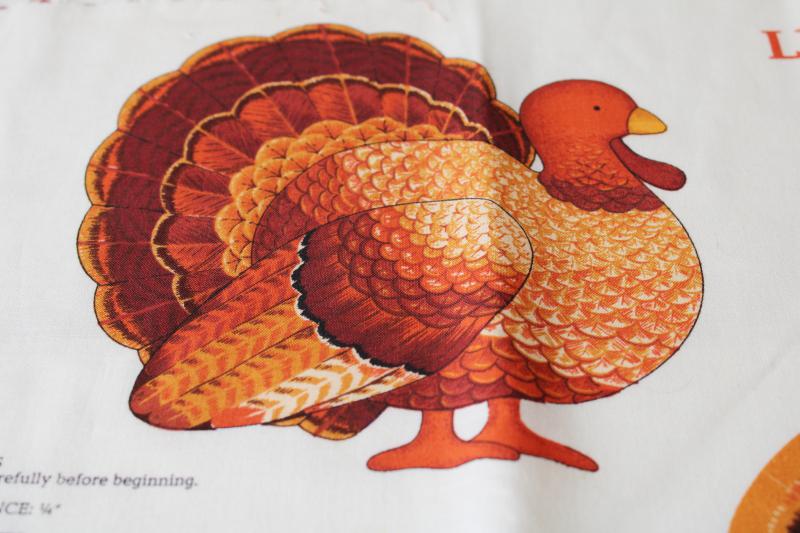 photo of vintage VIP Cranston print cotton cut & sew panel, Thanksgiving turkey #3