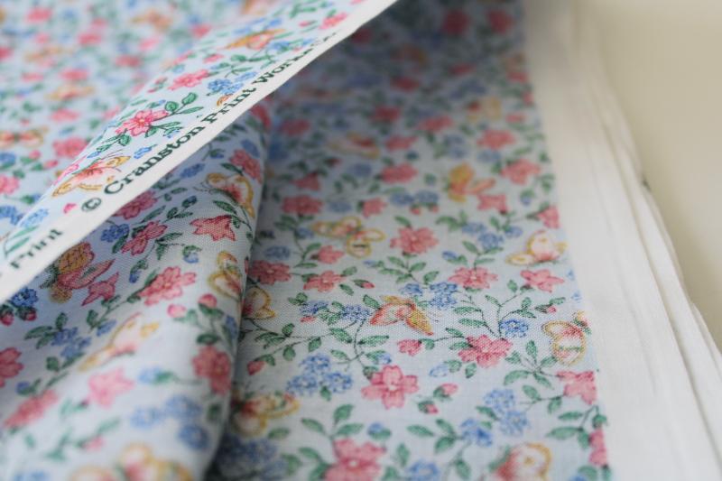 photo of vintage VIP Cranston print cotton fabric, butterflies, pink & blue flowers #3