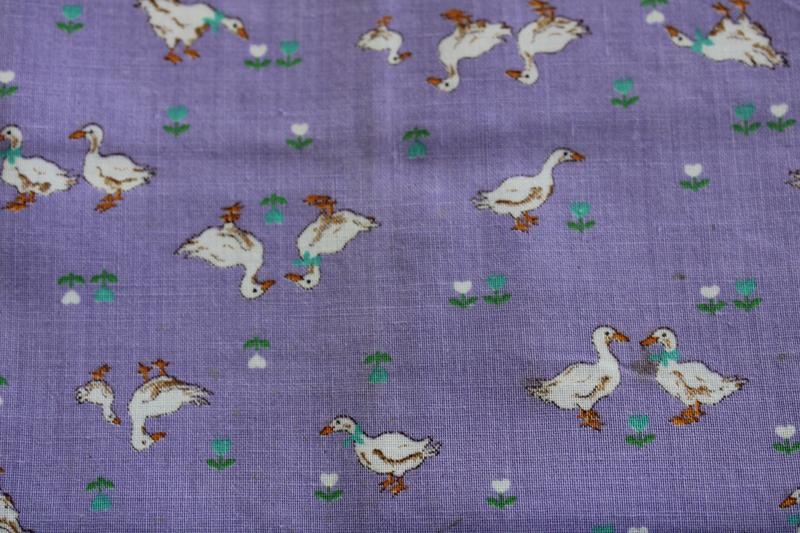 photo of vintage VIP Cranston print cotton fabric, french country style geese on lavender #1