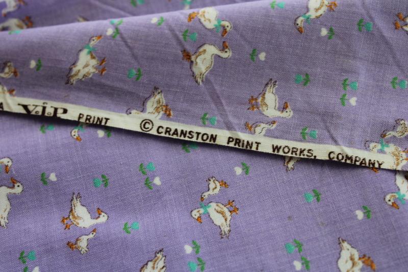 photo of vintage VIP Cranston print cotton fabric, french country style geese on lavender #3