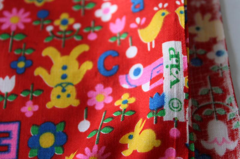 photo of vintage VIP print cotton fabric, children's toys & ABCs in bright colors #2